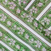 Pure Cotton Jaipuri With Green Border Stripes Hand Block Print Fabric