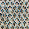 Pure Cotton Jaipuri With Honeycomb Blue Flower Jaal Hand Block Print Fabric