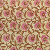 Pure Cotton Jaipuri With Pastel Pinkish Purple Flower Jaal Hand Block Print Blouse Piece Fabric ( 1 Meter )