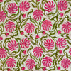 Pure Cotton Jaipuri With Pink Blossomed Flower  Jaal Had Block Print Fabric