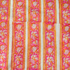 Pure Cotton Jaipuri With Pink Yellow Border Stripes Hand Block Print Fabric