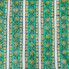 Pure Cotton Jaipuri With Teal Green Border Stripes Hand Block Print Fabric