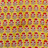 Pure Cotton Jaipuri Yellow WIth Small Maroon Dahlia Hand Block Print Fabric