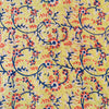 Pure Cotton Jaipuri Yellow With Blue And Orange Flower Jaal Hand Block Print Fabric