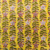 Pure Cotton Jaipuri Yellow With Flower Jaal Stripes Hand Block Print Fabric