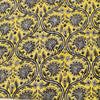 Pure Cotton Jaipuri Yellow With Grey Floral Jaal Hand Block Print blouse Fabric ( 90 cm )