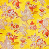 Pure Cotton Jaipuri Yellow With Peach White Flower Jaal Hand Block Print Fabric