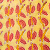 Pure Cotton Jaipuri Yellow With Pink Flying Bird Hand Block Print Fabric