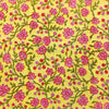 Pure Cotton Jaipuri Yellow With Pink Fruity Jaal Hand Block Print Fabric