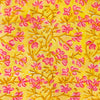 Pure Cotton Jaipuri Yellow With Pink Petal Jaal Hand Block Print Fabric