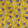 Pure Cotton Jaipuri Yellow With Purple Flower Jaal Hand Block Print Fabric