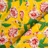 Pure Cotton Jaipuri Yellow With Red Flower Jaal Hand Block Print Fabric