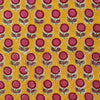 Pure Cotton Jaipuri Yellow With Sunflower Hand Block Print Blouse Piece Fabric (1.15 Meter)