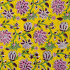 Pure Cotton Jaipuri Yellow With Wild Floral Jaal Hand Block Print Fabric