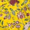 Pure Cotton Jaipuri Yellow With Wild Wild Flower Hand Block Print Fabric