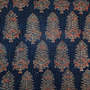 Pure Cotton Kaatha Blue With Big Flower Bud Hand Block Print Fabric