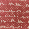 Pure Cotton Kaatha Burgundy With Birds On A Wire Hand Block Print Fabric