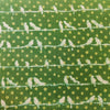 Pure Cotton Kaatha Green With Birds On A Wire Hand Block Print Fabric