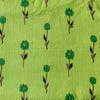 Pure Cotton Kaatha Green With Single Flower Motif Hand Block Print Fabric