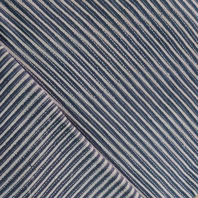 Pure Cotton Kaatha Grey With Cream Stripes Hand Block Print Fabric