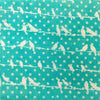 Pure Cotton Kaatha Light Blue With Birds On A Wire Hand Block Print Fabric