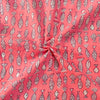 Pure Cotton Kaatha Pink With Fish Hand Block Print Fabric