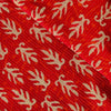 Pure Cotton Kaatha Red With Orange Self Design And Beige Motif Hand Block Print Fabric