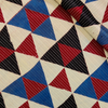 Pure Cotton Kaatha With Maroon Black Blue Interlocked Triangles Hand Block Print Fabric