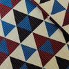Pure Cotton Kaatha With Shades Of Blue With Black Maroon Interlocked Triangles Hand Block Print Fabric