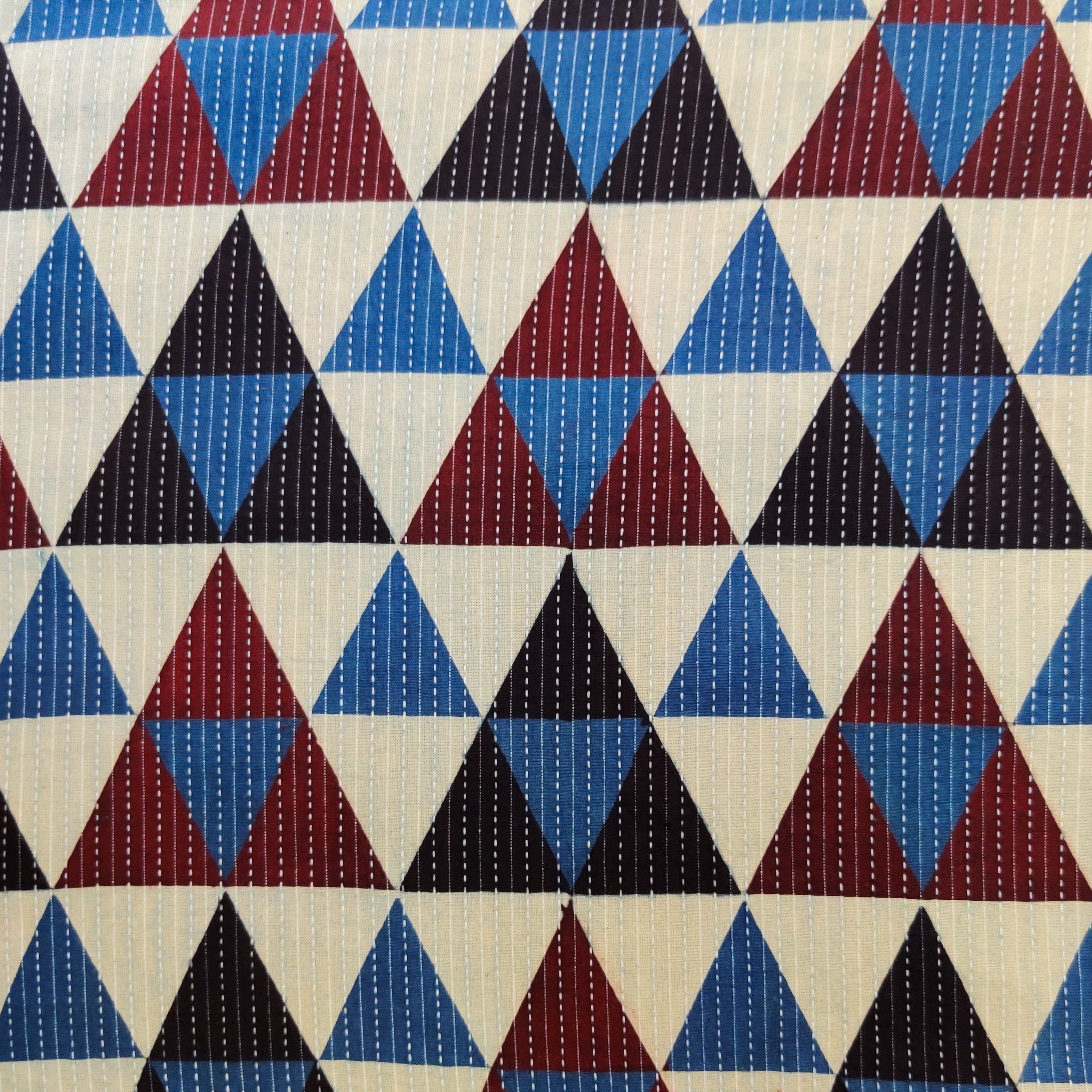 Pure Cotton Kaatha With Shades Of Blue With Black Maroon Interlocked T ...