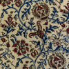 Pure Cotton Kalamkari Beige With Blue Green Maroon Wild Flower Jaal Hand Block Print Fabric