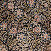 Pure Cotton Kalamkari Black With Heavy Floral Peach Green Blue Jaal Hand Block Print Fabric