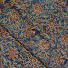 Pure Cotton Kalamkari Blue With Floral Jaal Hand Block Print Fabric