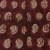Pure Cotton Kalamkari Brown Burgandy With Intricate Tiny Kairi Hand Block Print Fabric