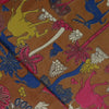 Pure Cotton Kalamkari Brown Screen Print With Elephants Camel Deer Jungle Fabric