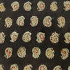 Pure Cotton Kalamkari Dark Brown With Intricate Tiny Kairi Hand Block Print Blouse Fabric ( 1 Meter )