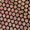 Pure Cotton Kalamkari Dull Black Rust Outlined Flower Motif Hand Block Print Fabric