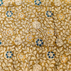 Pure Cotton Kalamkari Mehendi Yellow With Blue And Yellow Flower Jaal Hand Block Print Fabric