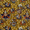 Pure Cotton Kalamkari Mustard Green With Elephants, Clown And Birds Print Fabric