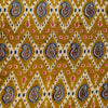Pure Cotton Kalamkari Mustard With Diamond Ikkat With Kairi Print Blouse Piece Fabric ( 1 Meter )