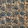 Pure Cotton Kalamkari Off Cream With Blue Wild Kairi Jaal Hand Block Print Fabric