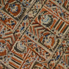 Pure Cotton Kalamkari Orange Blue Green Motif Blocks Hand Block Print Fabric