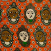 Pure Cotton Kalamkari Orange With Dancers Print Fabric