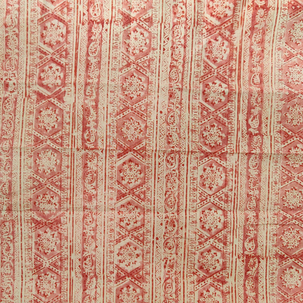 Pure Cotton Kalamkari Rust Border Hand Block Print Fabric