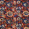 Pure Cotton Kalamkari Rust With Blue And Black Wild Flower Jaal Hand Block Print Blouse Fabric (80 cm)