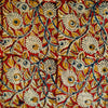 Pure Cotton Kalamkari Rust With Cream Blue Mustard Jaal Hand Block Print Fabric
