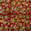 Pure Cotton Kalamkari Rust With Green And Mustard Jaal Hand Block Print Fabric