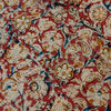 Pure Cotton Kalamkari Rust With Mustard Blue Cream Jaal Hand Block Print Fabric