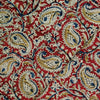 Pure Cotton Kalamkari Rust With Mustard Blue Cream Kairi Jaal Hand Block Print Fabric