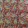 Pure Cotton Kalamkari Rust With Mustard Blue Cream Kairi Jaal Hand Block Print Fabric